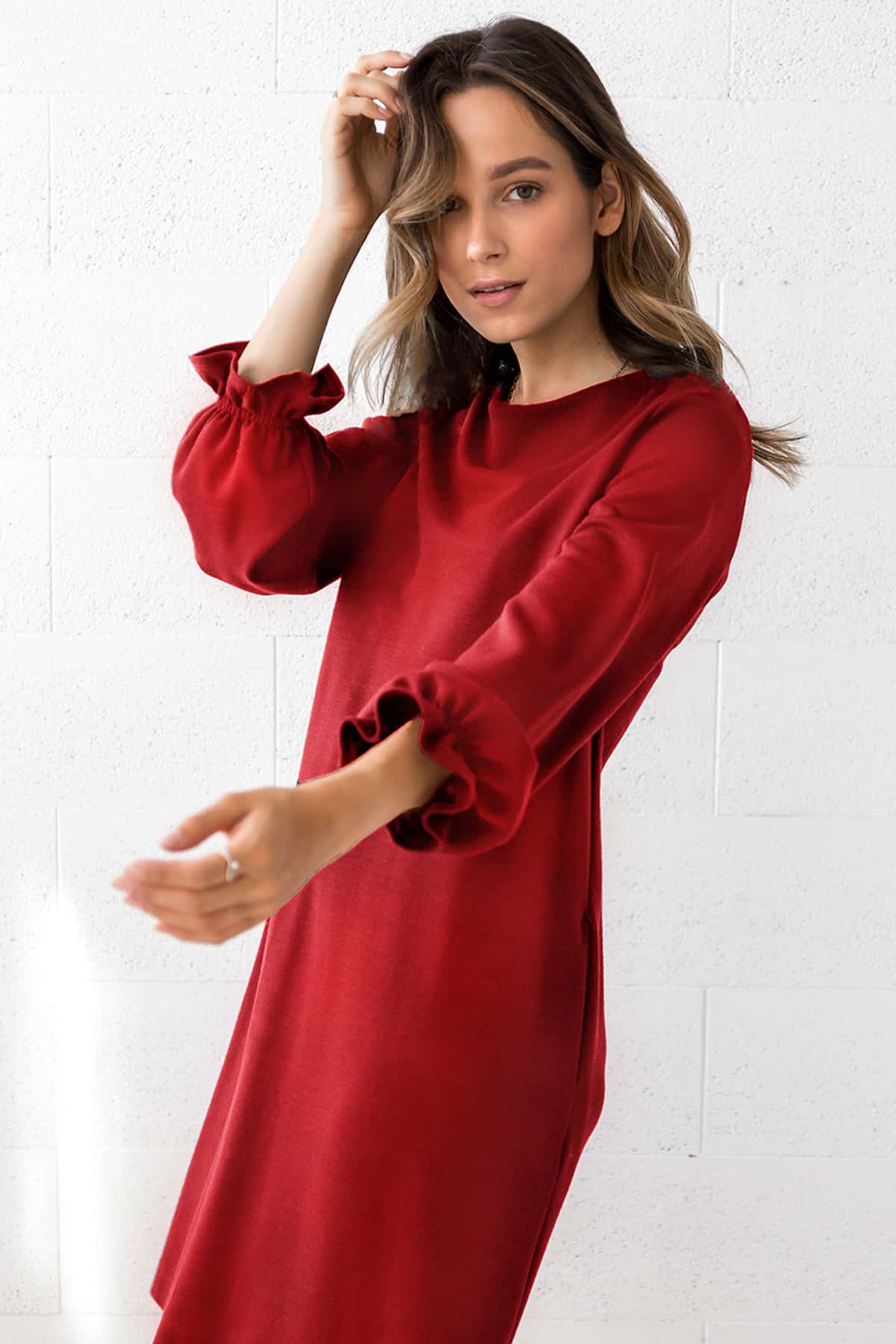 RED WOOL DRESS ALEXIS