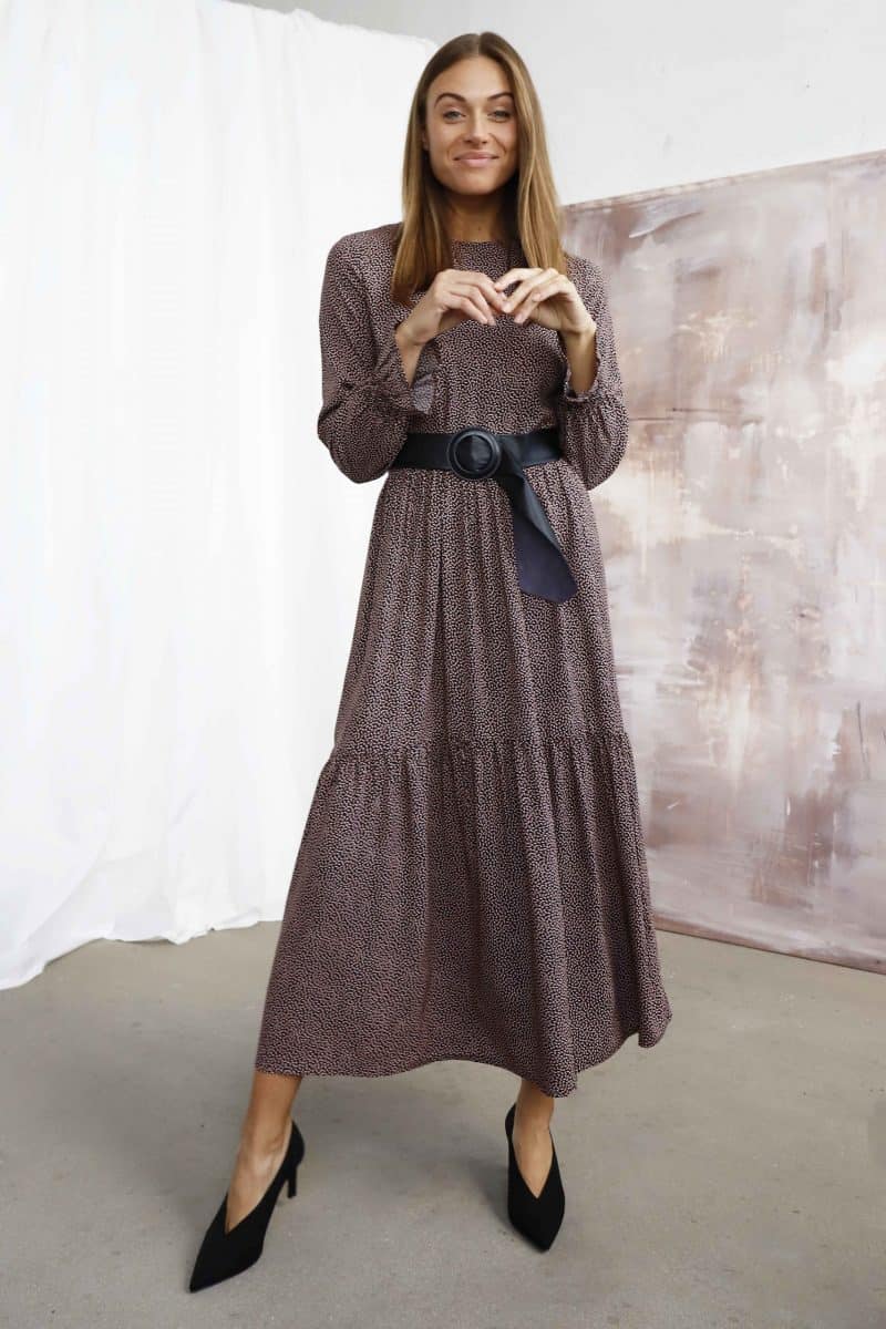 Printed brown dress LEONIE