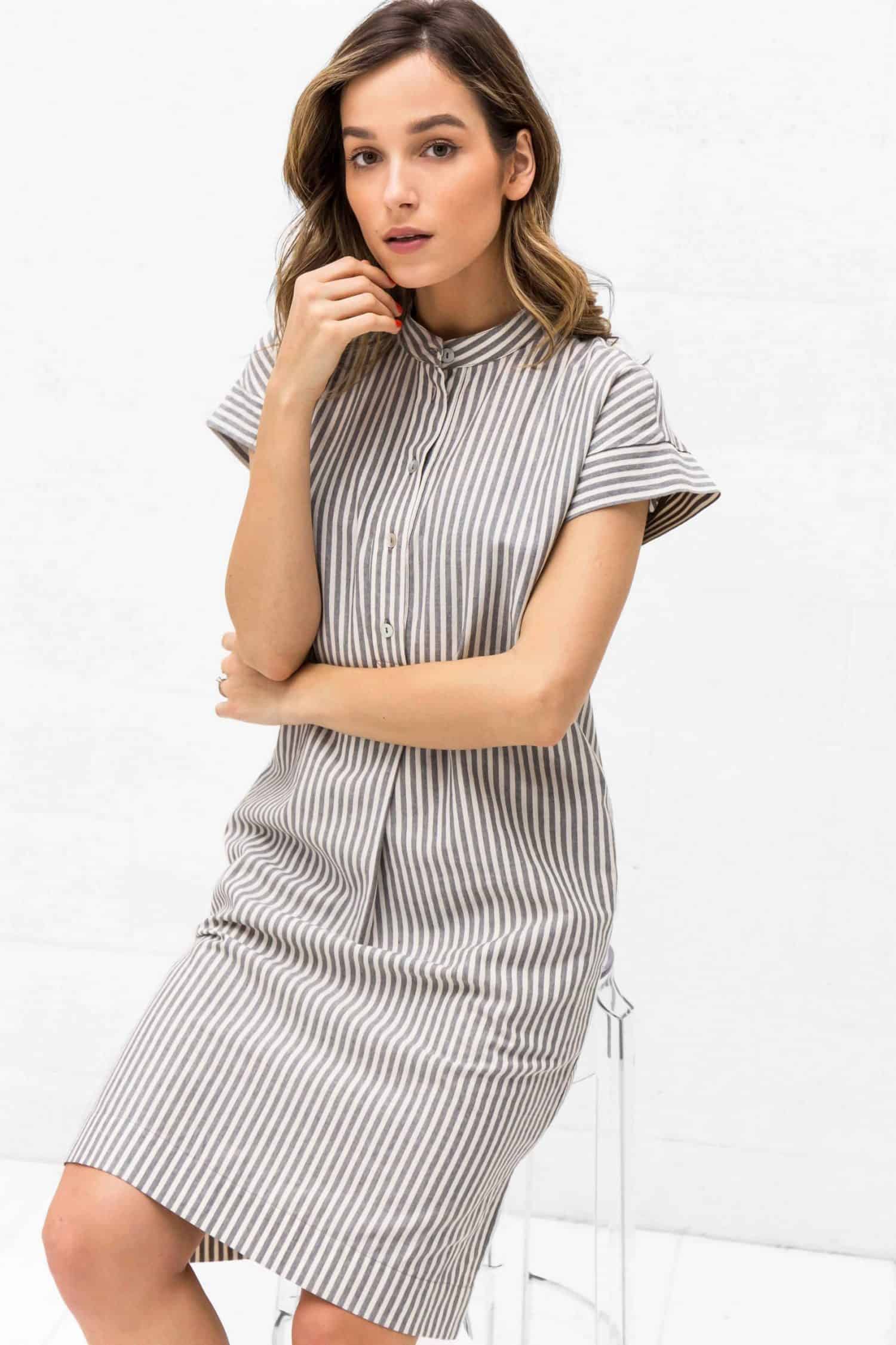 Grey Striped Dress Tori